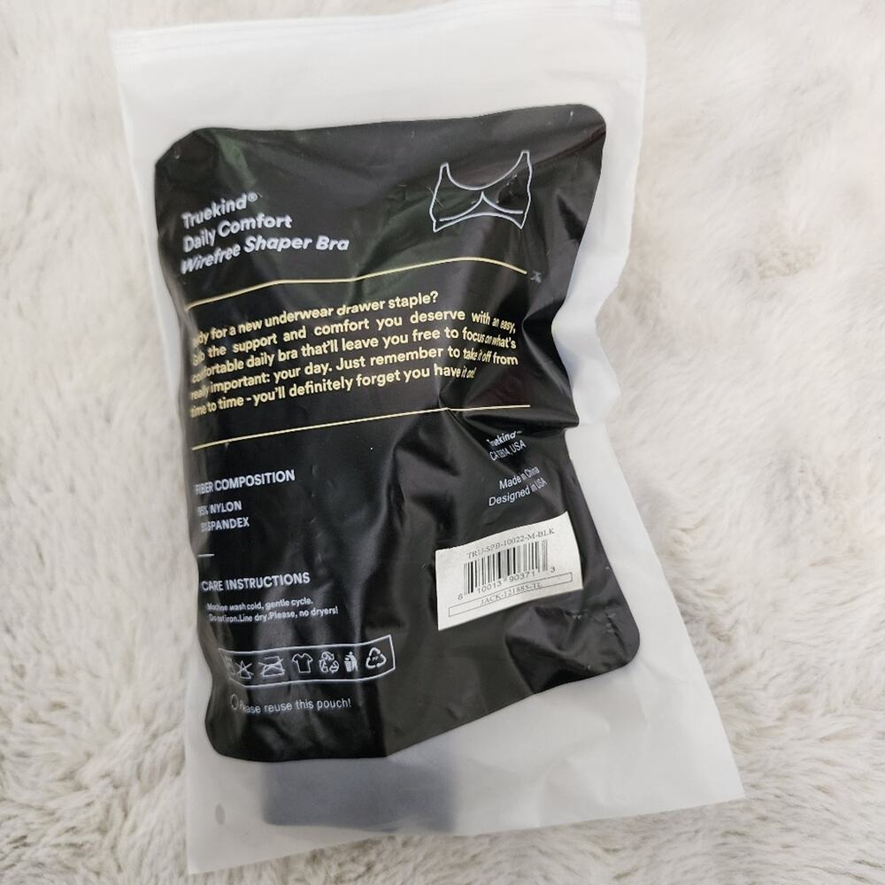 Truekind Daily Comfort Wireless Shaper Bra - Black Seamless Medium - NEW - Picture 14 of 15